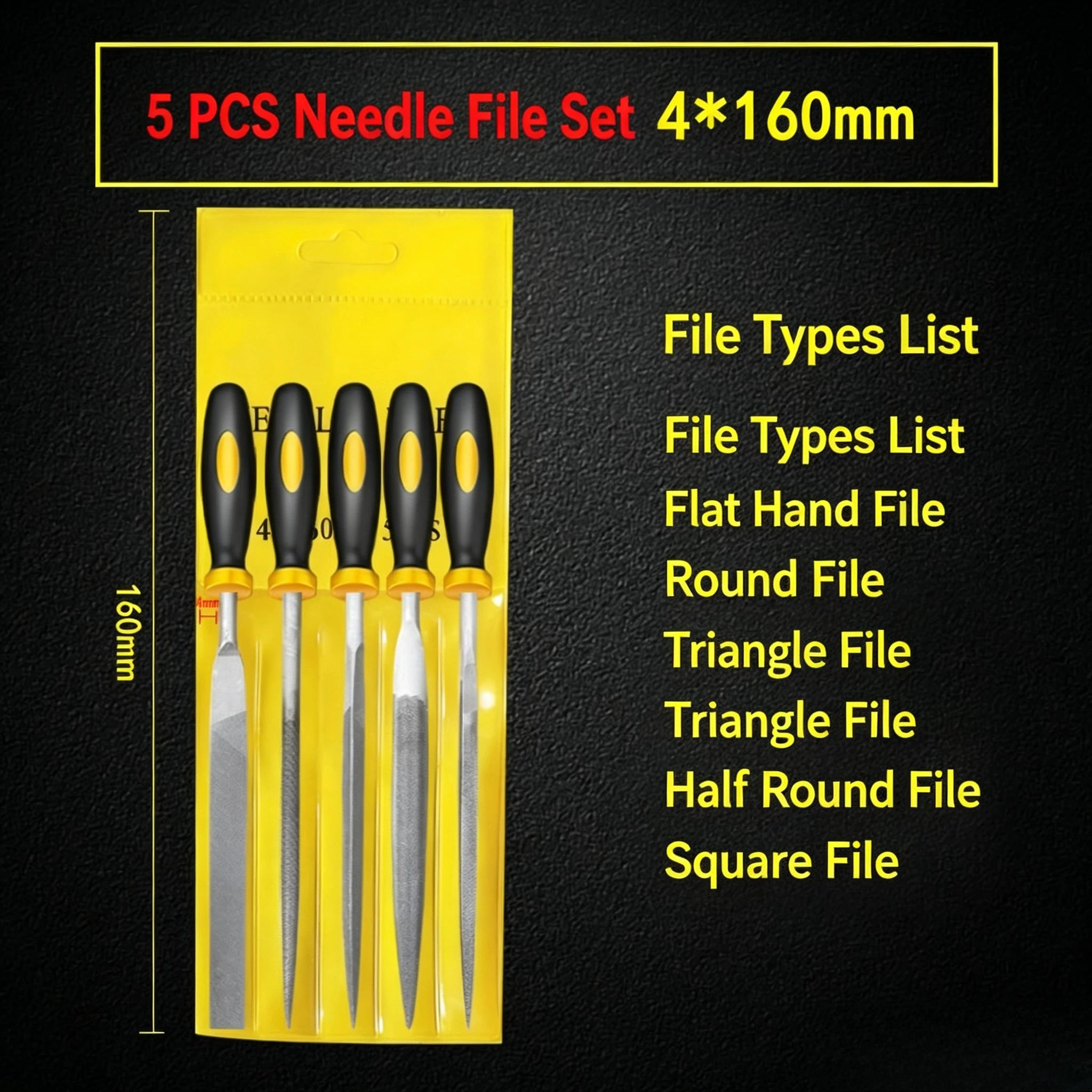 Mini Metal File Set16cm Assorted Needle Files Flat Round Triangle Half Round Hand File for Metal Wood Jewelry Polishing DIY Tool Qme 5pcs