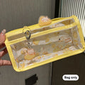 Multi-layer Vertical Cartoon Translucent Pencil Case Large-capacity Qme Yellow