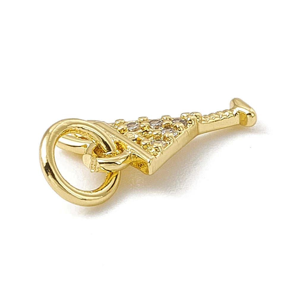 PandaHall 10pcs Brass Micro Pave Cubic Zirconia Cocktail Charms 10.5x7x1mm 3.4mm Hole for DIY Jewelry Making Qme