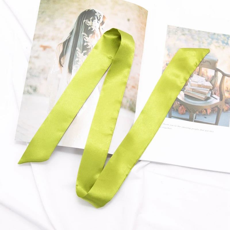 Long Bag Scarf Women Hair Band Lady Accessories Solid Skinny Scarves Qme Emerald Green length 100cm