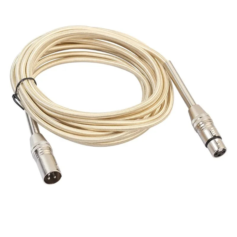 XLR Cable Male to Female M/F with Spring Protection For Microphone Amplifier Foil+Braided Shielded Qme 1m