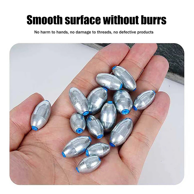 Alloy Hollow Olive Fishing Sinkers3 4 6 8 10 12 Wax Coating Weight Qme