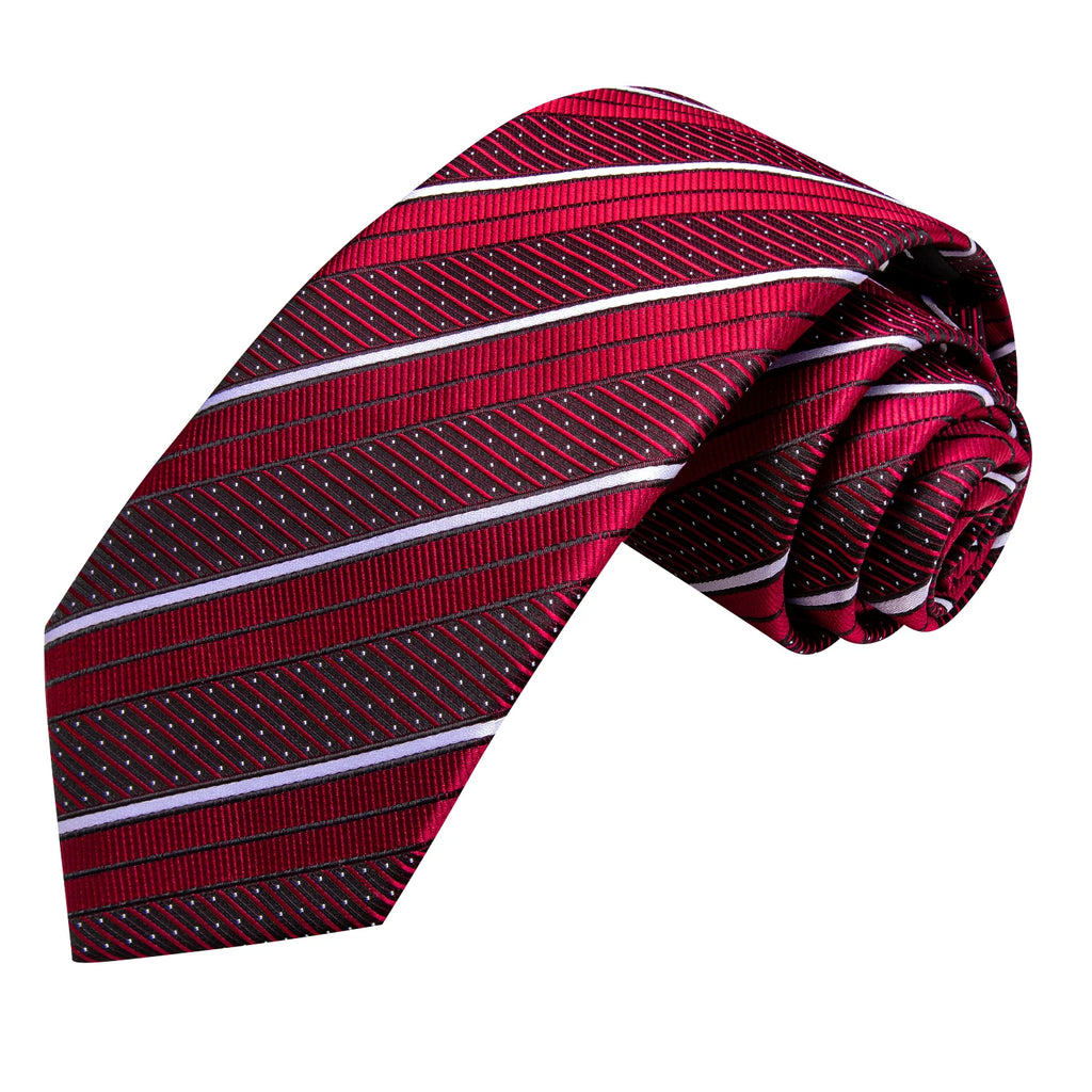 Hi-tie Red Blue Striped Business Mens Tie Jacquard Necktie Qme