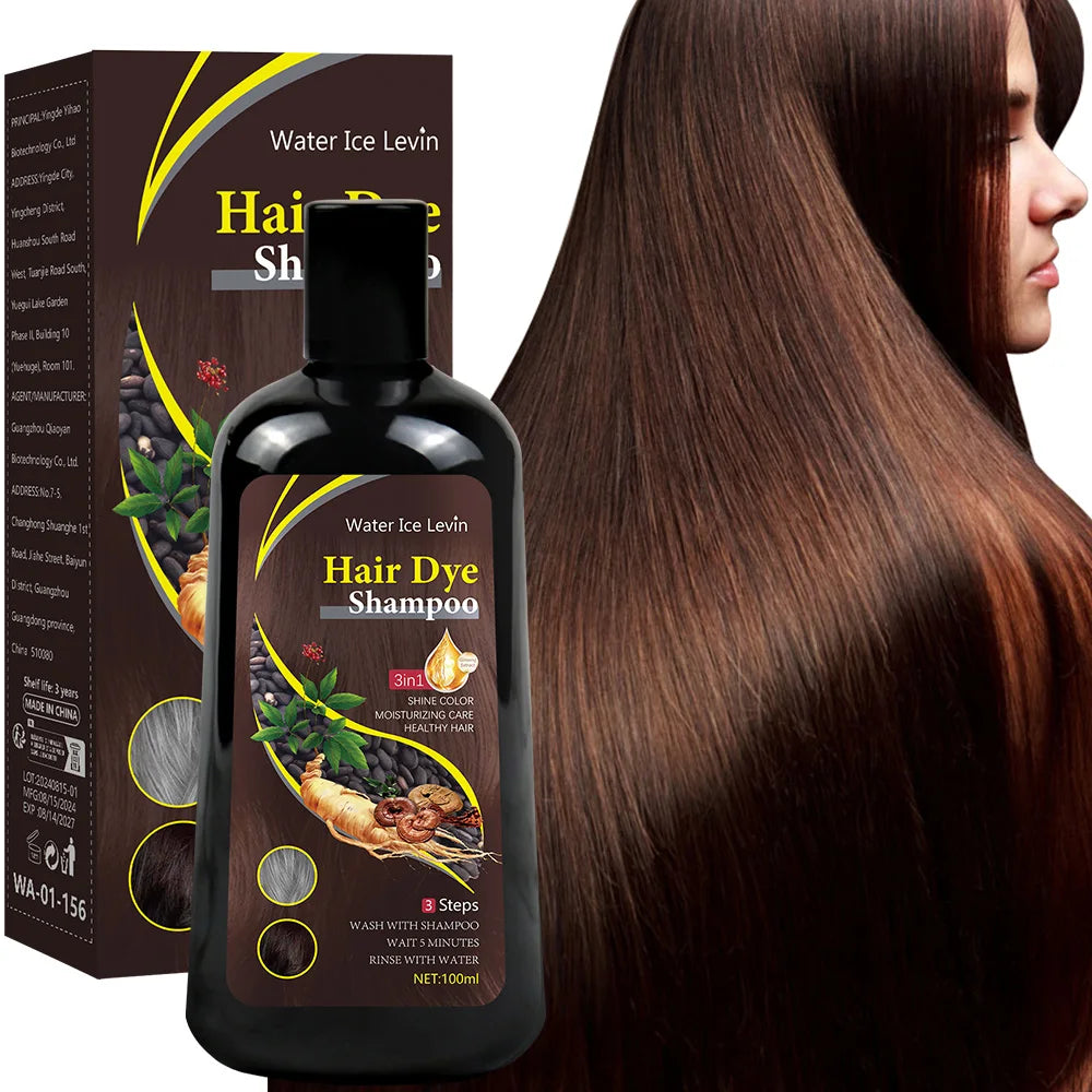 New Hair color shampoo 3 in 1 makes hair instantly from white to brown natural hair color protective sleeve for women 100ML Qme