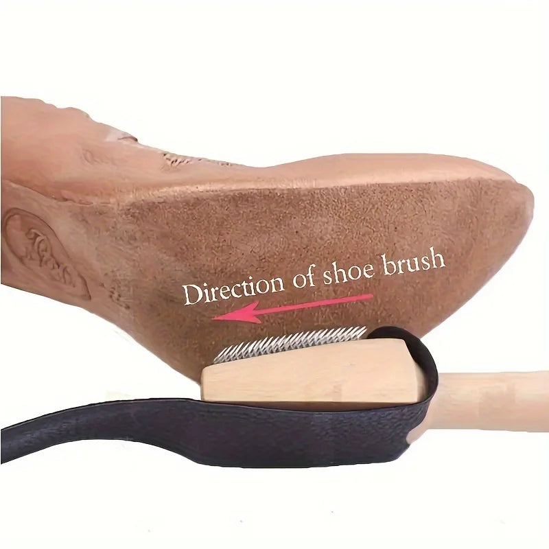 Shoe Brush, Ballet Dance Shoe Wire Brush PU Protector Wood Handle Ballroom Soles Latin Dance Shoe Brushes Qme