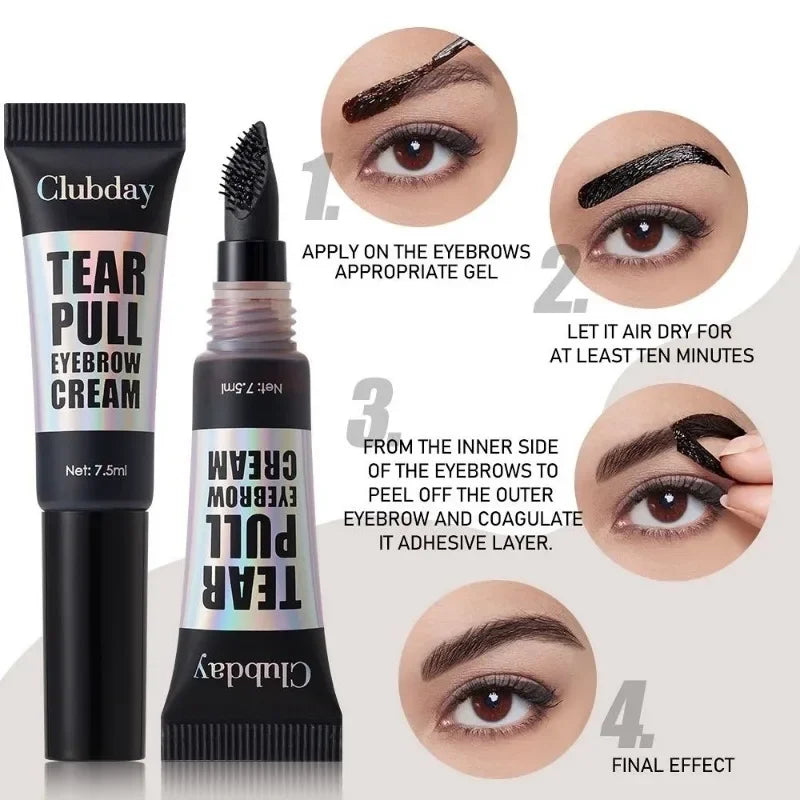 Easy Peel-off Eyebrow Tint Cream Natural Long Lasting Brows Tattoo Waterproof Non-smudging Gel Big Brush Head Liquid Eyebrow Dye Qme