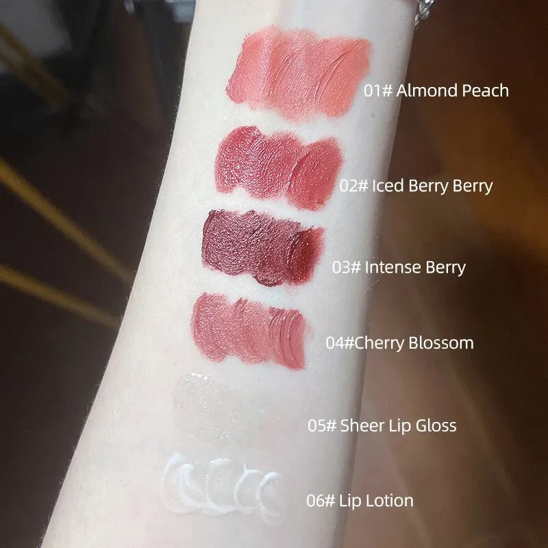 CACE Matte Liquid Lipstick Makeup Sets 4 Colors Lipgloss And 1pc Transparent Lipgloss And 1pc Lip Balm Plumper And Necklace Gift Qme