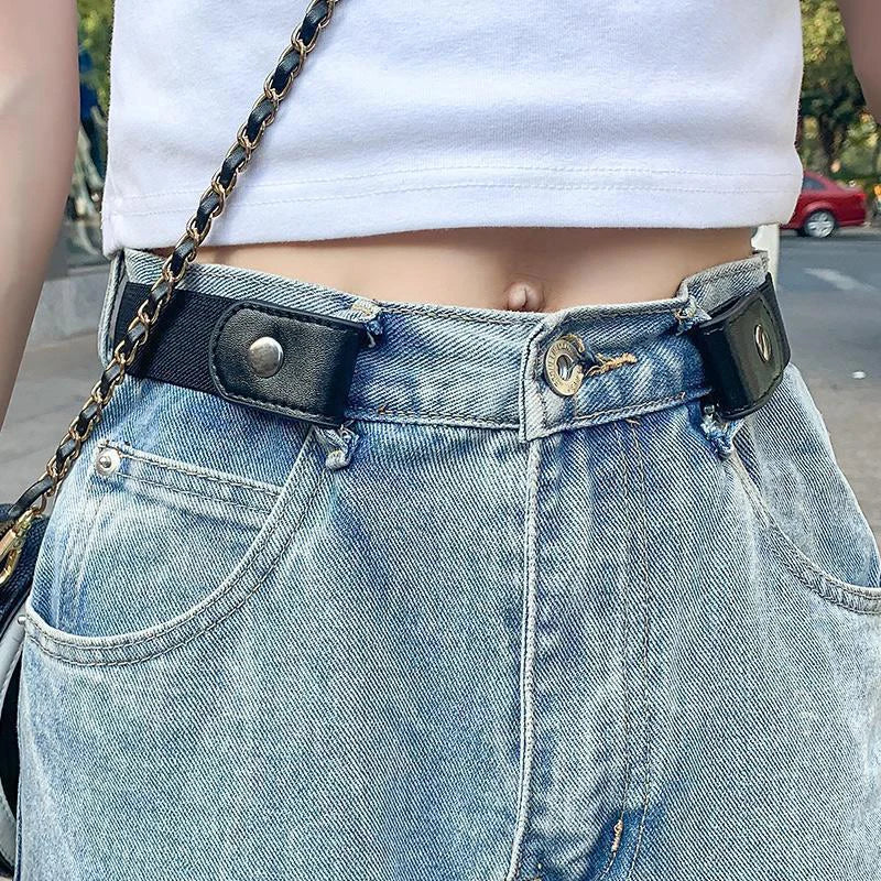 Adjustable Stretch Elastic Waist Band Buckle-free Invisible Belt Qme