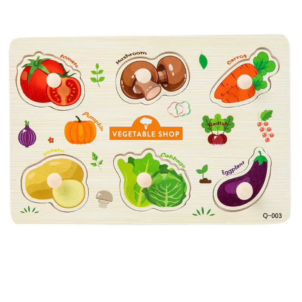 Baby Cognitive Puzzle Handheld Board Number Animal Fruit Shape Early Qme
