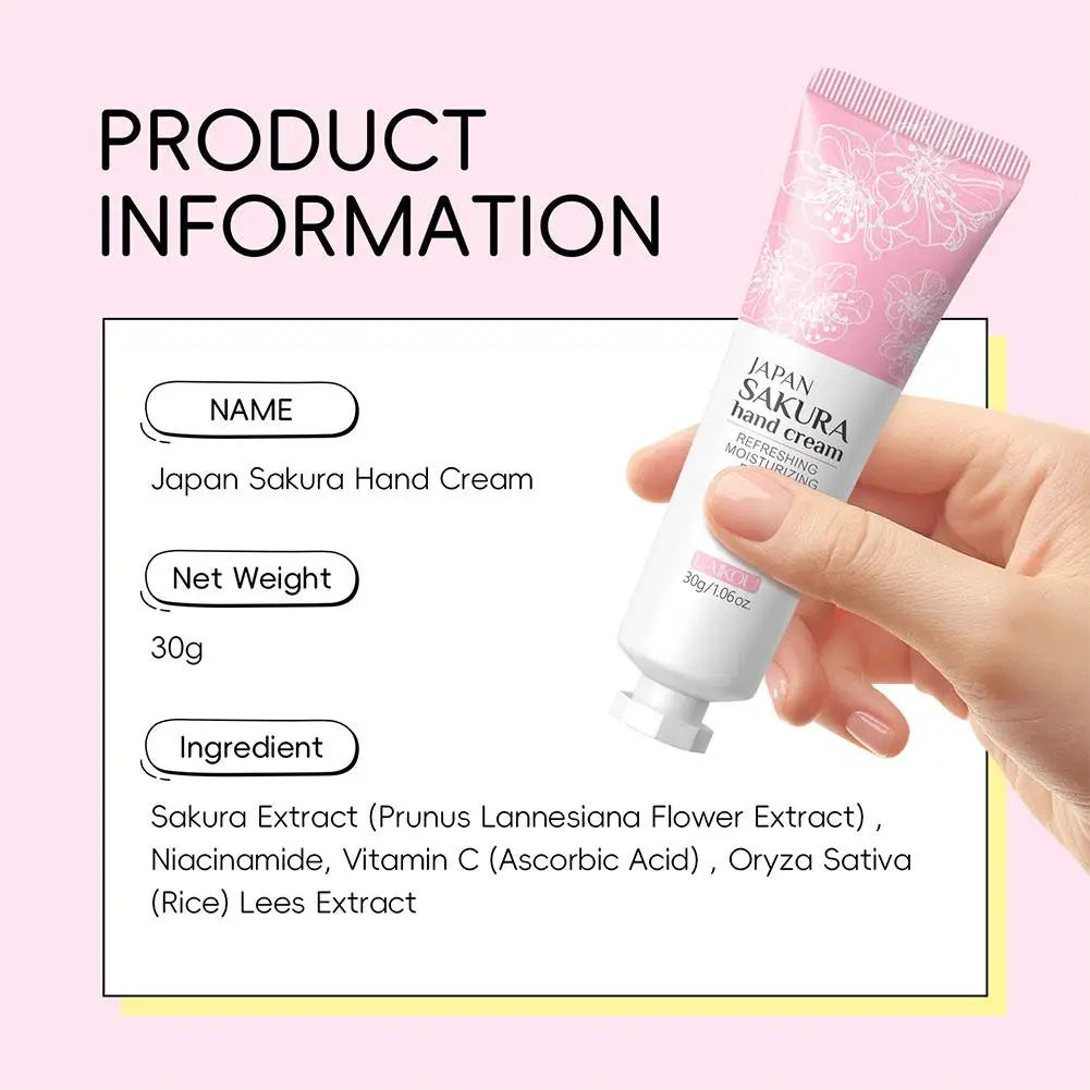 LAIKOU Sakura Hand Cream Deep Moisturizing Restoring Lotion Dry Skin Qme