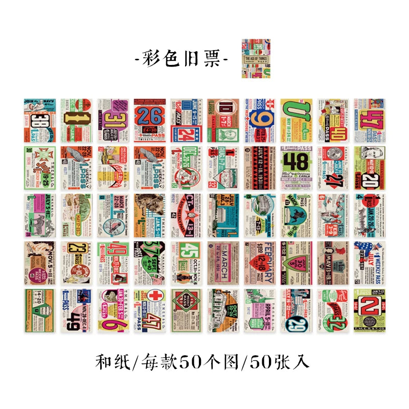 50 pcs Scrapbooking Adhesive Diy Sticker Vintage INS Stickers book for Decorative Diary Album junk journal supplies Qme D