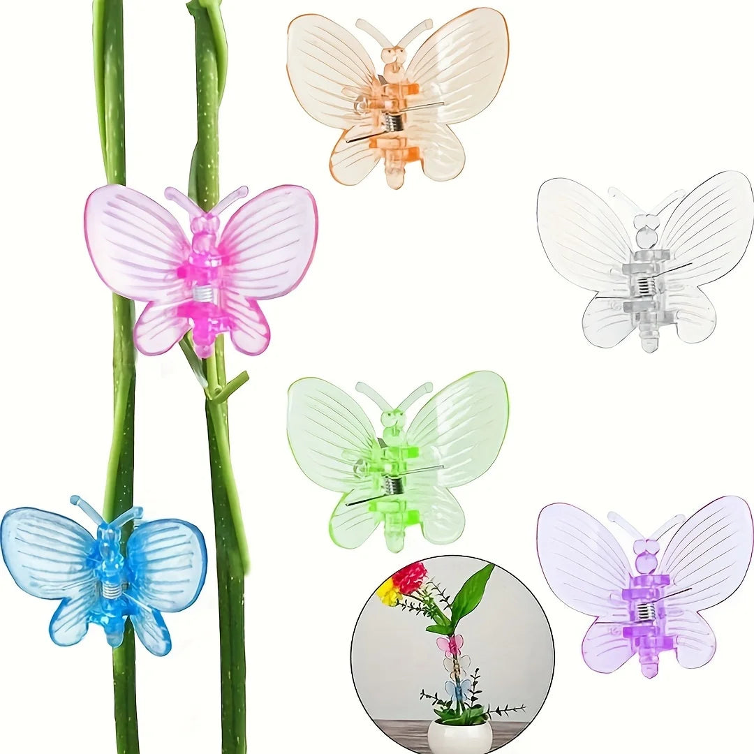 Butterfly Plant Support Clips Reusable Plastic Stem Fixing Clamp Vine Traction Clip For Garden Plant Flower Vine Fixing Tool Qme