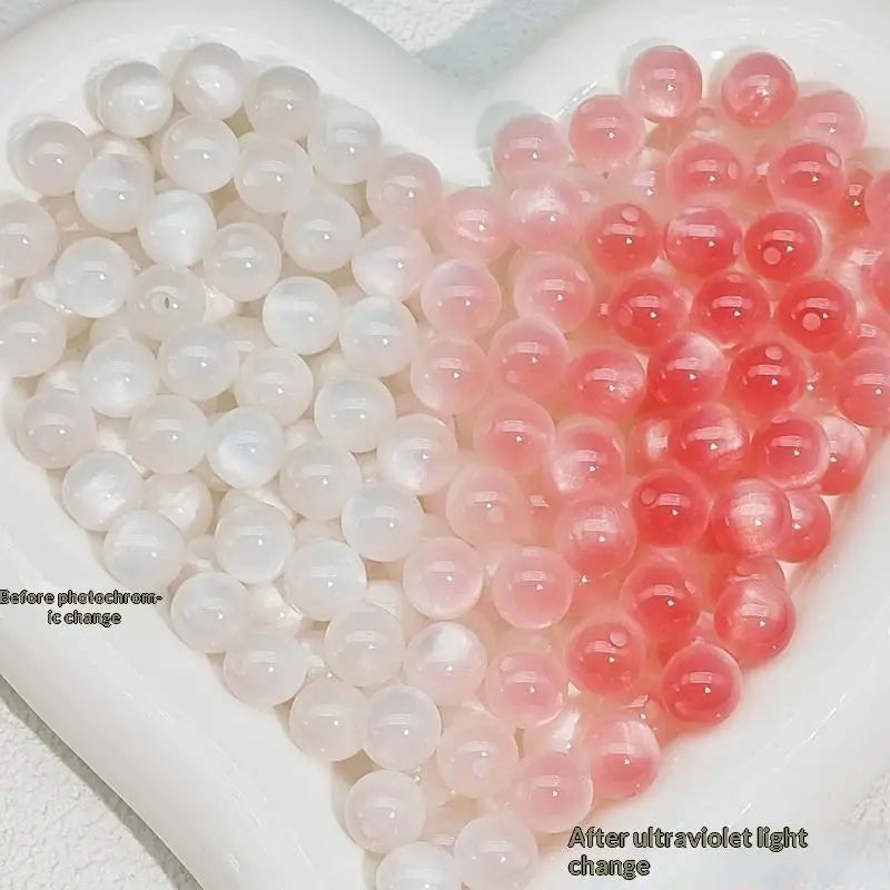 10mm UV Reactive Cat Eye Resin Round Beads 10Pcs Color Shift Spacer Beads DIY Handmade Jewelry Making Accessories Charms Qme A15