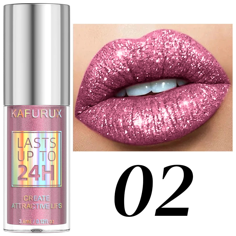 20 Matte Shiny Glitter Liquid Lipstick Lip Gloss Diamond Makeup Qme 02
