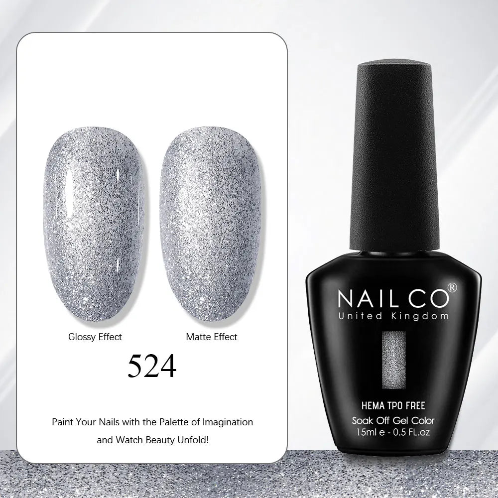 NAILCO Gel Nail Polish Nails Semi-permanent UV Varnish Glitter Glass Qme