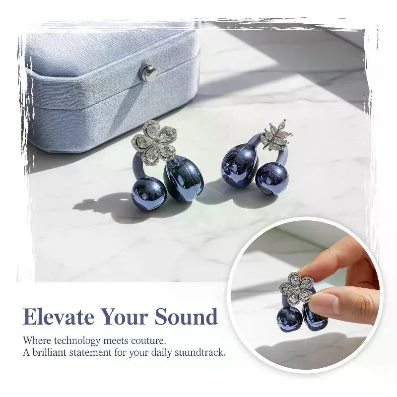 Flower Earphone Rhinestone Buckle Detachable Bluetooth Headset Clip Qme