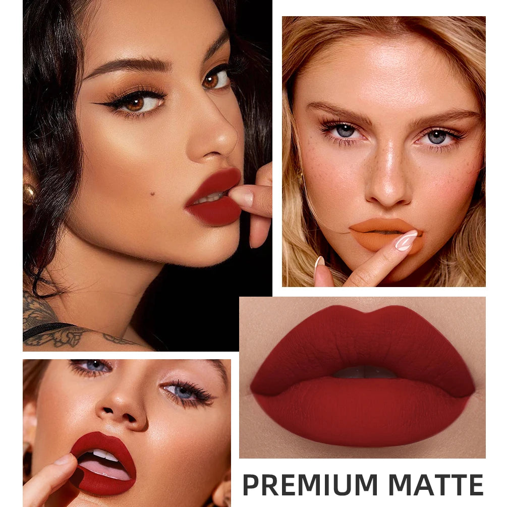 Matte Liquid Lipstick Waterproof Velvet Nude Sexy Red Lip Gloss Long Lasting Nonstick Lip Stain Makeup 24 Colors Hot Lipgloss Qme
