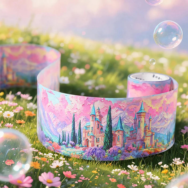 Wide European Town Scenery Washi Tape, Background Tape for Junk Journal Scene Making, Ideal Holiday & Birthday Gift Qme