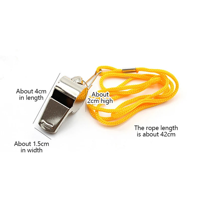 Loud Metal Whistle Team Sport Rope Strong Compact Wear Resistant Qme yellow
