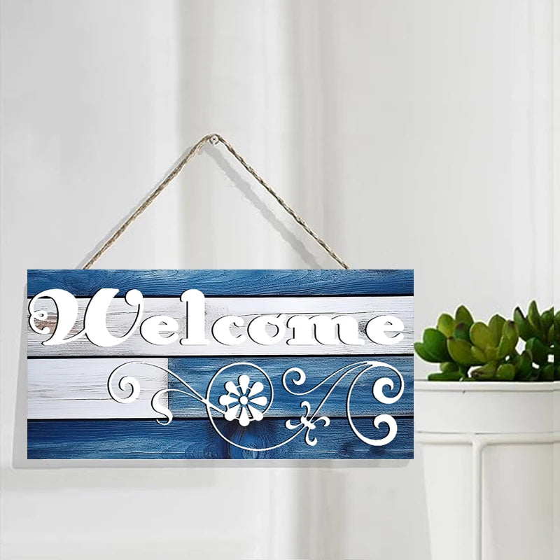 Rustic Welcome Wall Hanging Decor Wood Art Plaques Sign Door Sign for Home Living Room Front Door Decor Qme