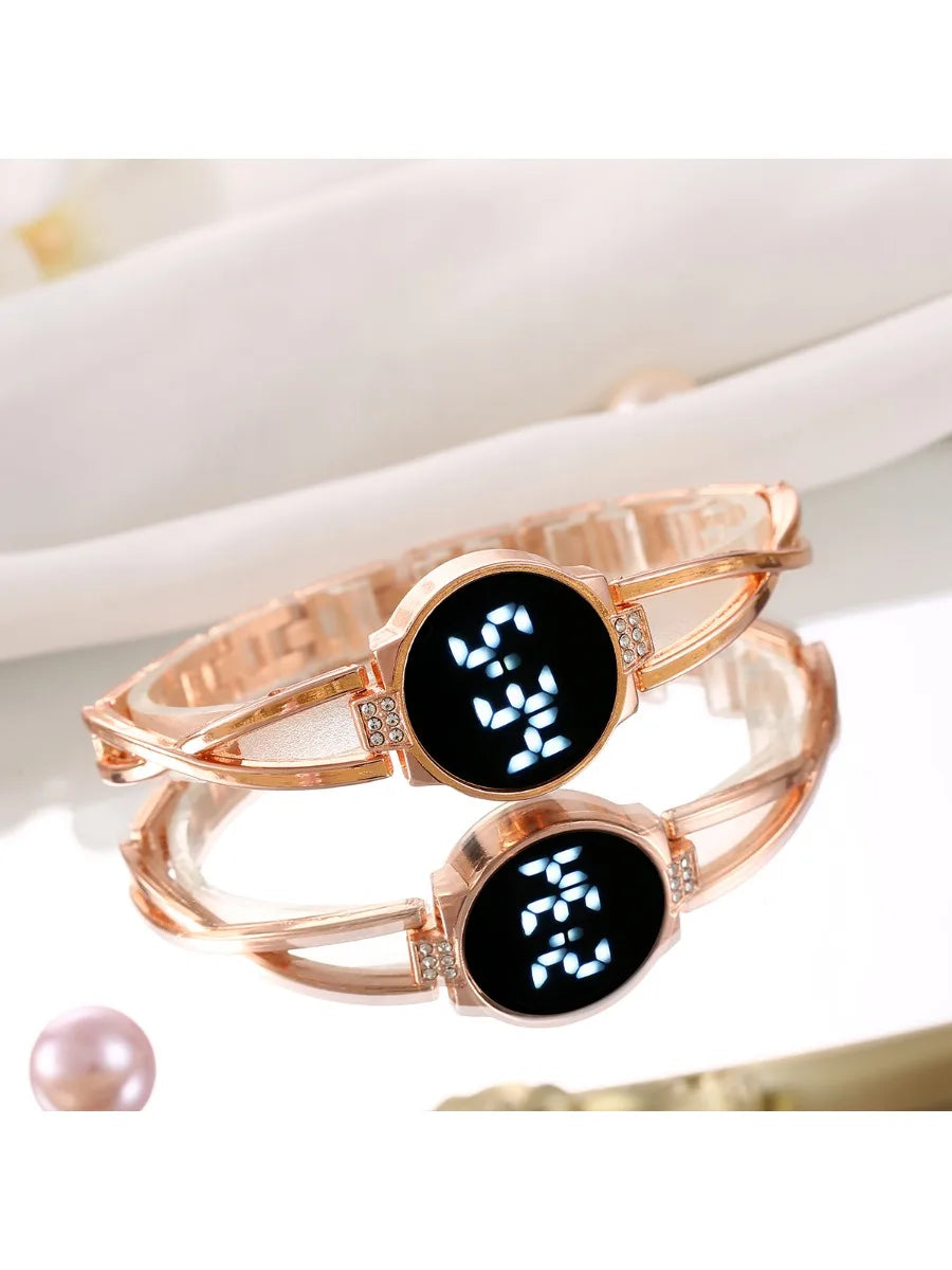Korean version LED fashion watch touch women's style decorative steel strip electronic student women's bracelet watch Qme rose