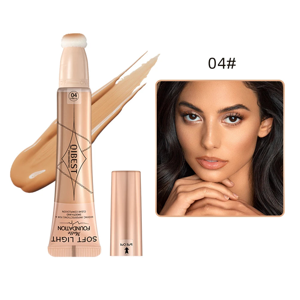 QIBEST Liquid Foundation Cream Waterproof Lasting Oil-control Cover Acne Base Cream Makeup Moisturize Matte Concealer 4 Colors Qme 04