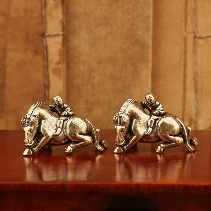 1Pcs Home Office Desktop Decoration 2026 Year Of Horse Brass Feng Shui Horse Figurines Miniatures Gift Qme