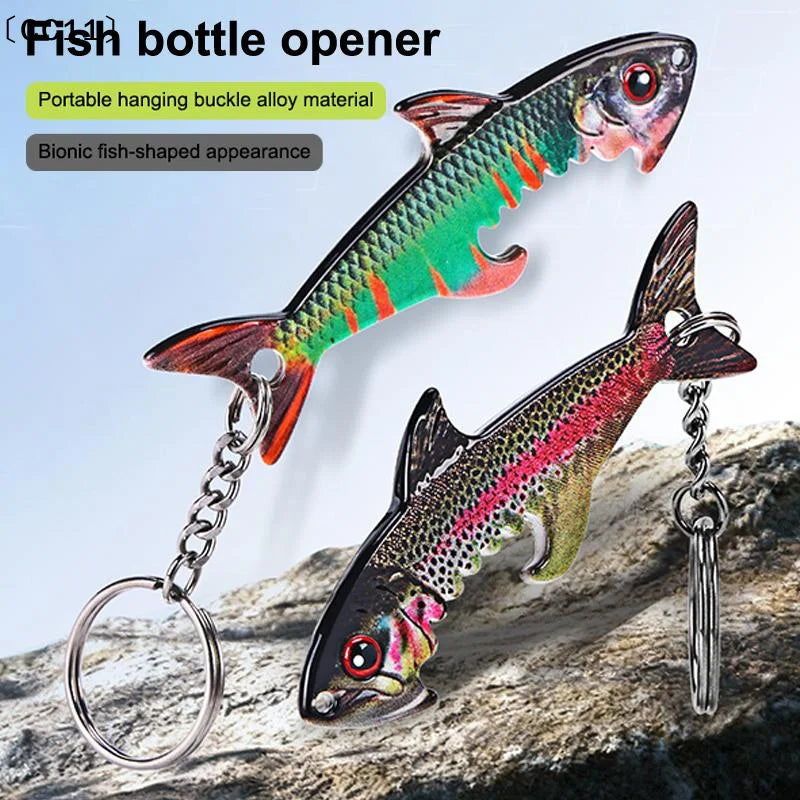 Zinc Alloy Fish Shaped Bottle Opener Keychain Lifelike Look Sturdy Qme
