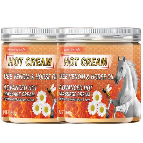 Bee Venom & Horse Oil Hot Cream for Pre-Workout Warming, Firming & Nourishing Massage. Qme YELLOW 60g