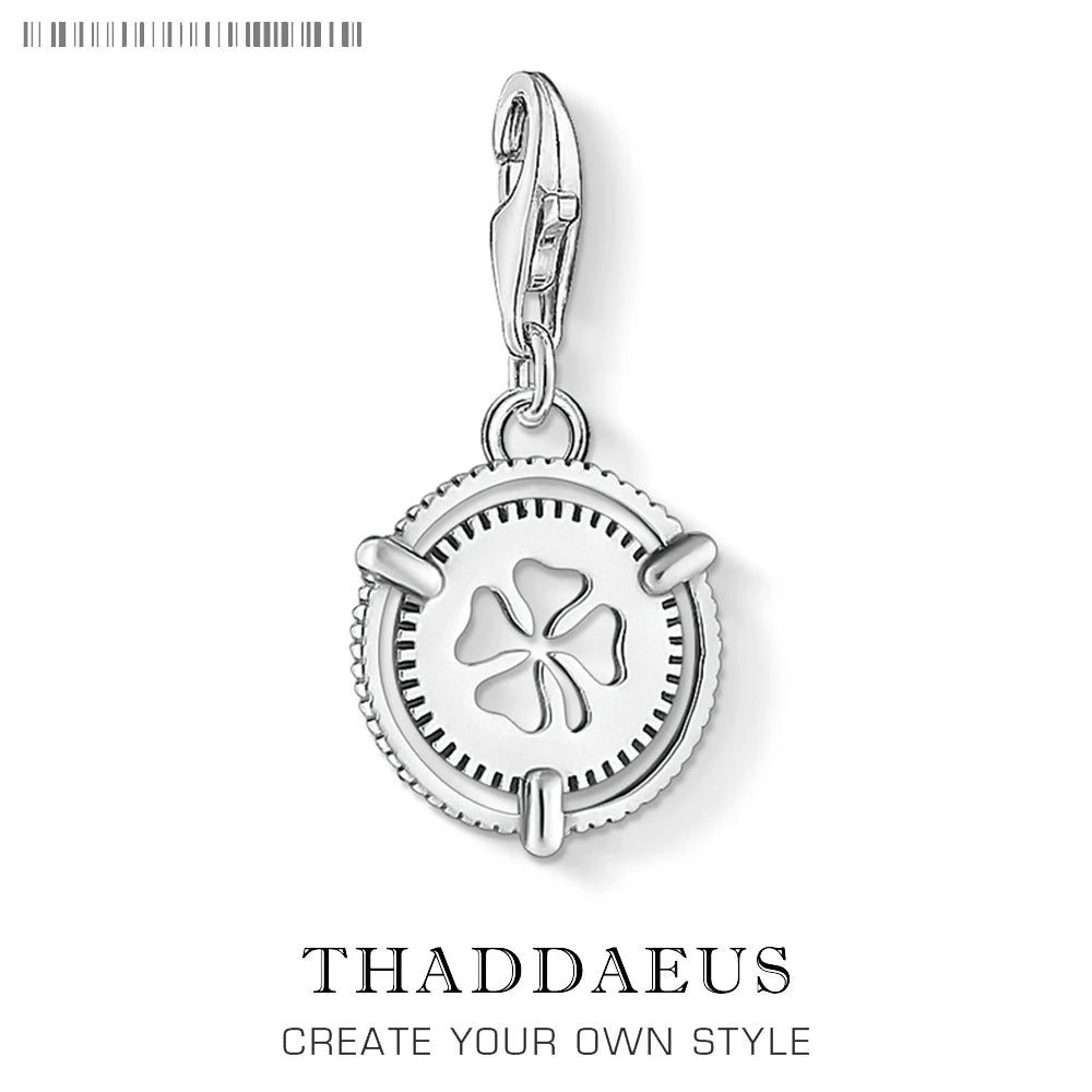 Cloverleaf Clover 925 Sterling Silver Dangle Charm Pendants Trendy Lucky Jewelry Gift For Women Men Qme Lobster Clasp