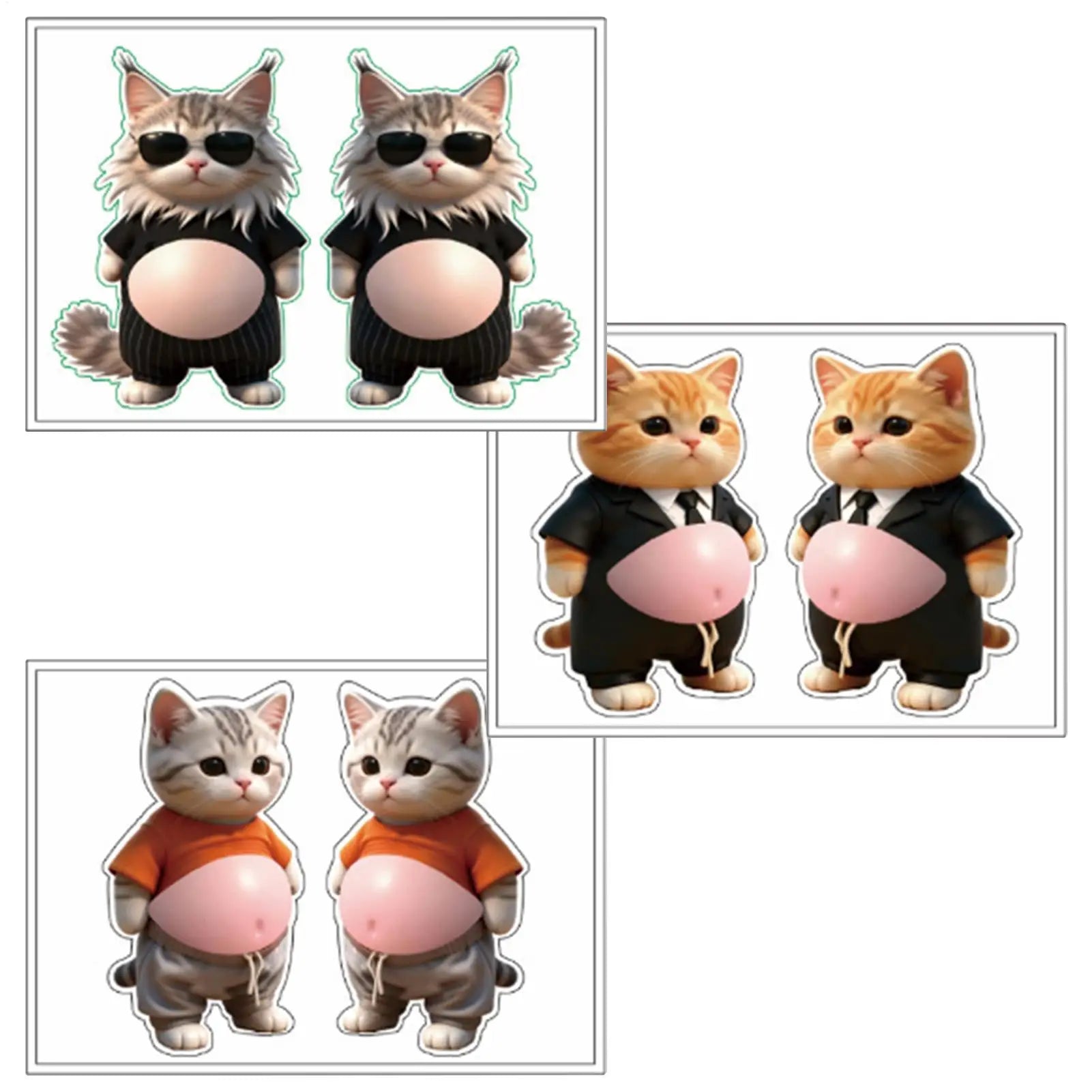 Sponge Stickers 3D Cat Belly Fun Reusable Decals Cute Laptop Stickers for Kids Friends Indoor Outdoor Fridge Planner Home Car Qme