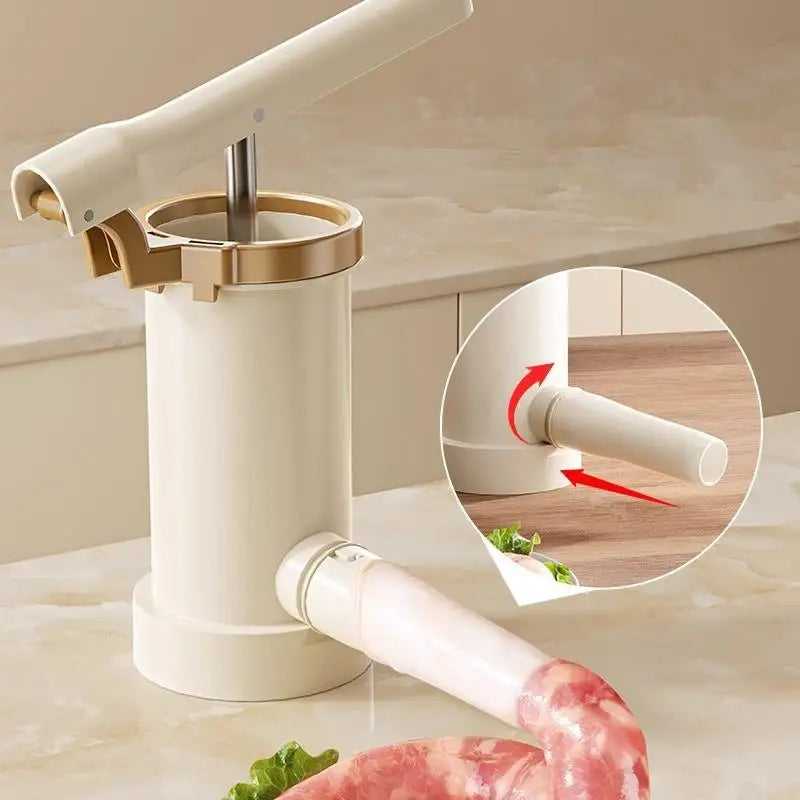 Homemade Sausage Maker With Stuffing Pipe Manual Fast Meat Stuffer Filling Machine Large Capacity Heavy Duty Kitchen Tools. Qme