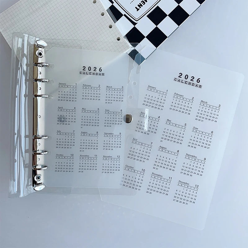 2026 Durable Transparent PP Frosted Material A5 A6 Loose Leaf 6 Holes Qme
