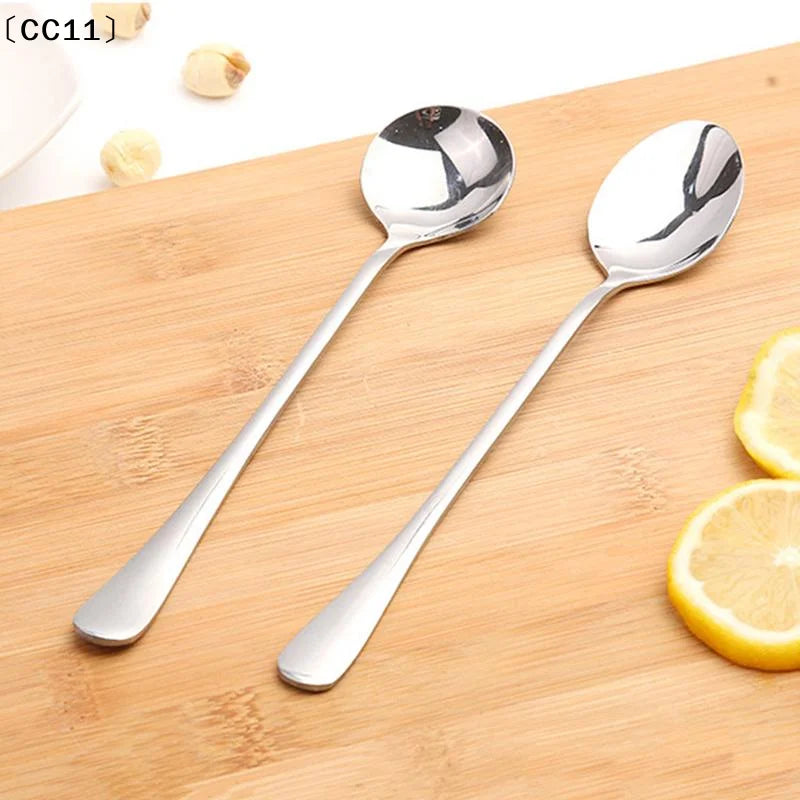 Stainless Steel Spoon Long Handle Coffee Ice Cream Stirring Meal Qme