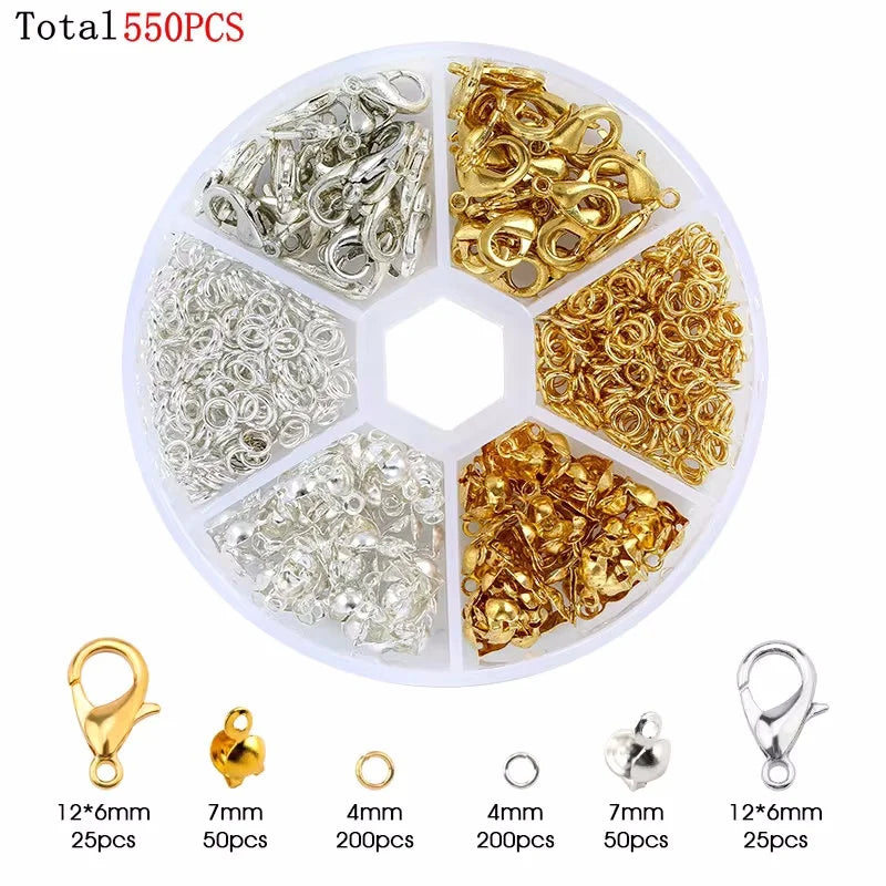 Alloy Accessories Jewelry Findings Set Earring Making Kit Lobster Clasp Open Jump Rings Repair Tools DIY Jewelry Making Supplies Qme 5