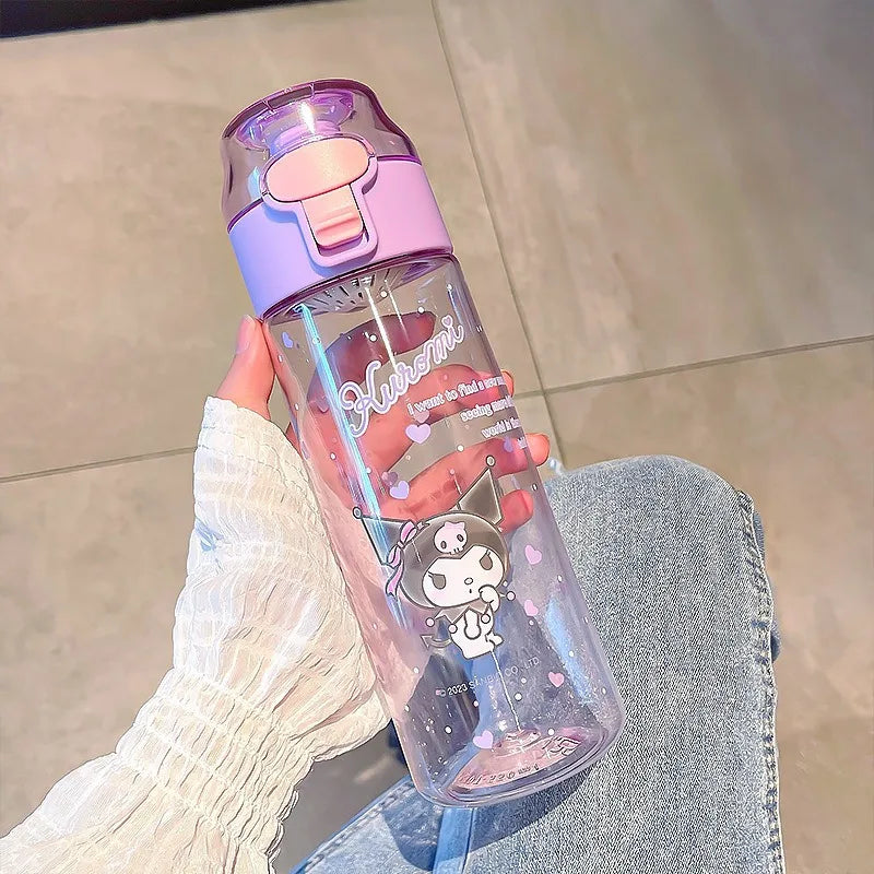 Hello Kitty Kuromi High-quality Plastic Cup Convenient Carry-handle