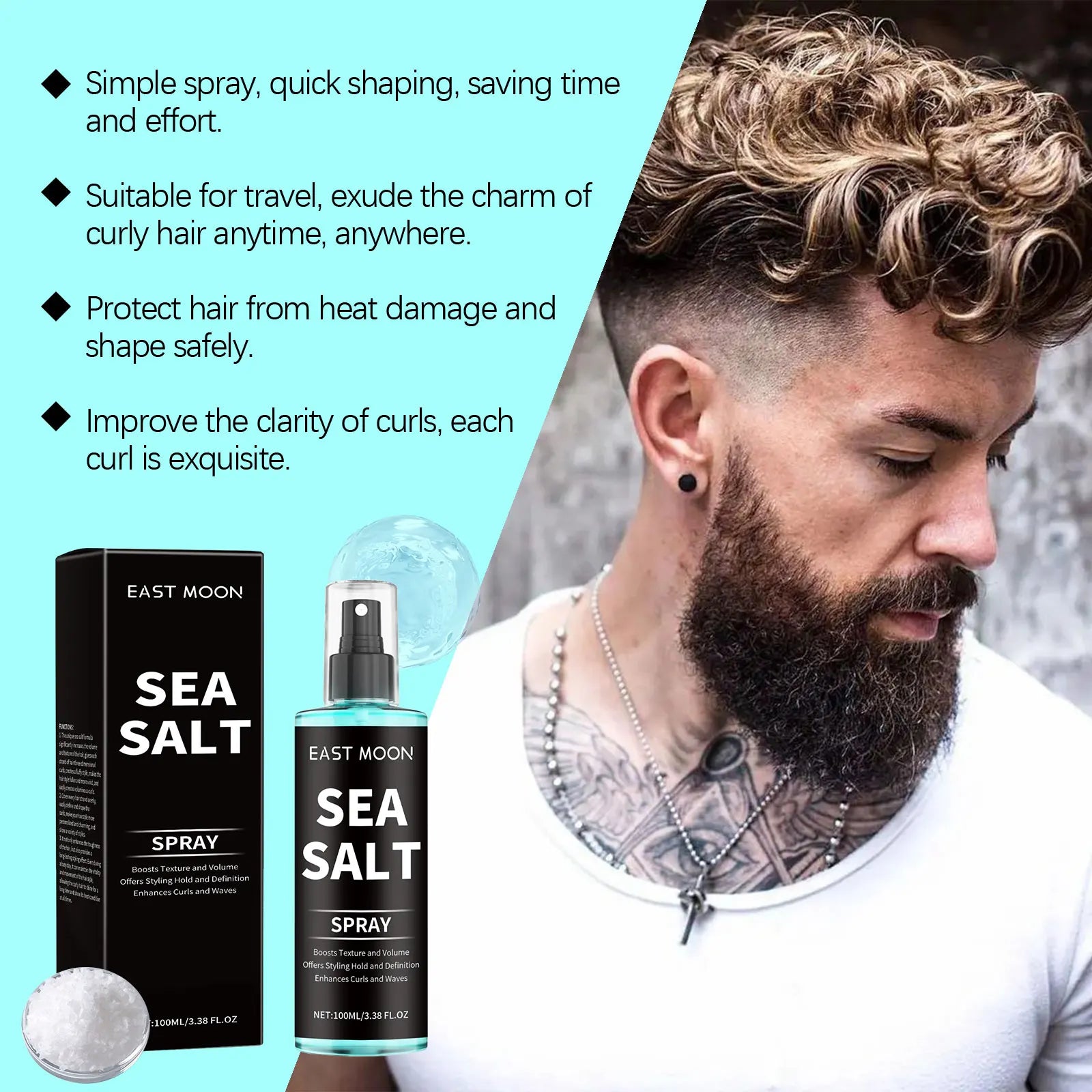 Sea Salt Hair Styling Spray Lazy Curl Defining Improving Thicken Strong Hold Non Greasy Fluffy Natural Wave Hair Nourishing Oil Qme