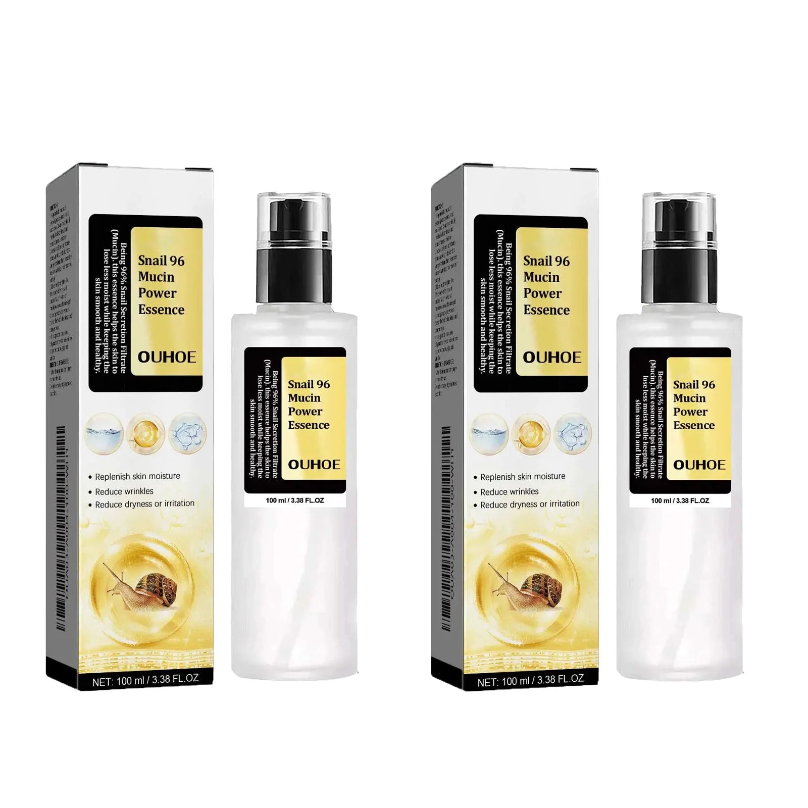 Snail Mucin Peptide Essence,Hyaluronic Acid Skin Repair Serum,Lightens Wrinkles And Dark Spots,Face Moisturizing and Hydrating Qme 2Pcs