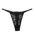 Breathable Mesh Lace Thong Women Low Waist Transparent Flower Briefs Qme Black S 1pc