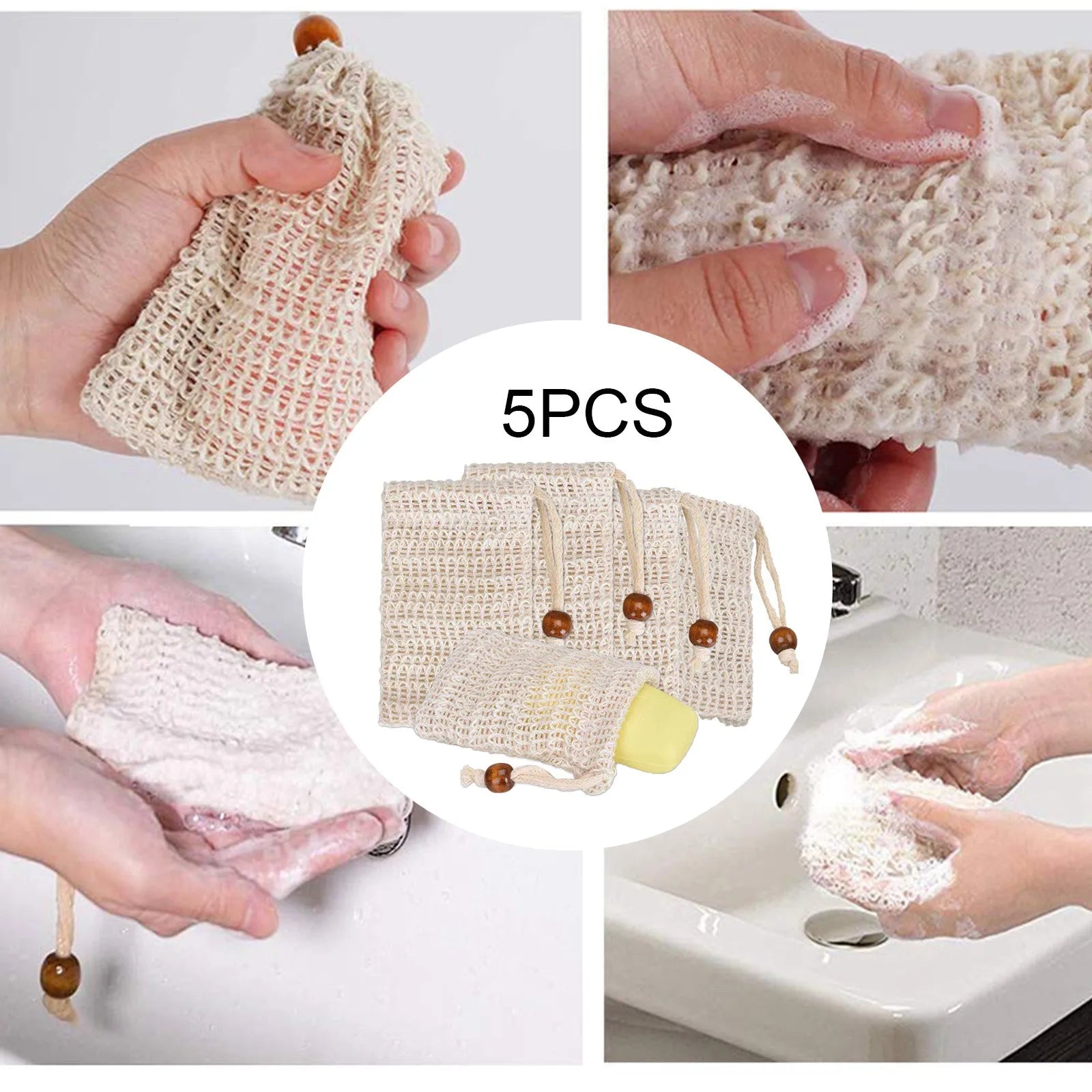 Soap Foaming Net Mesh Bags Bath Washing Tools Body Cleaning Bubble Helper Mesh Deep Cleaning Home Bathroom Supplies Qme Khaki