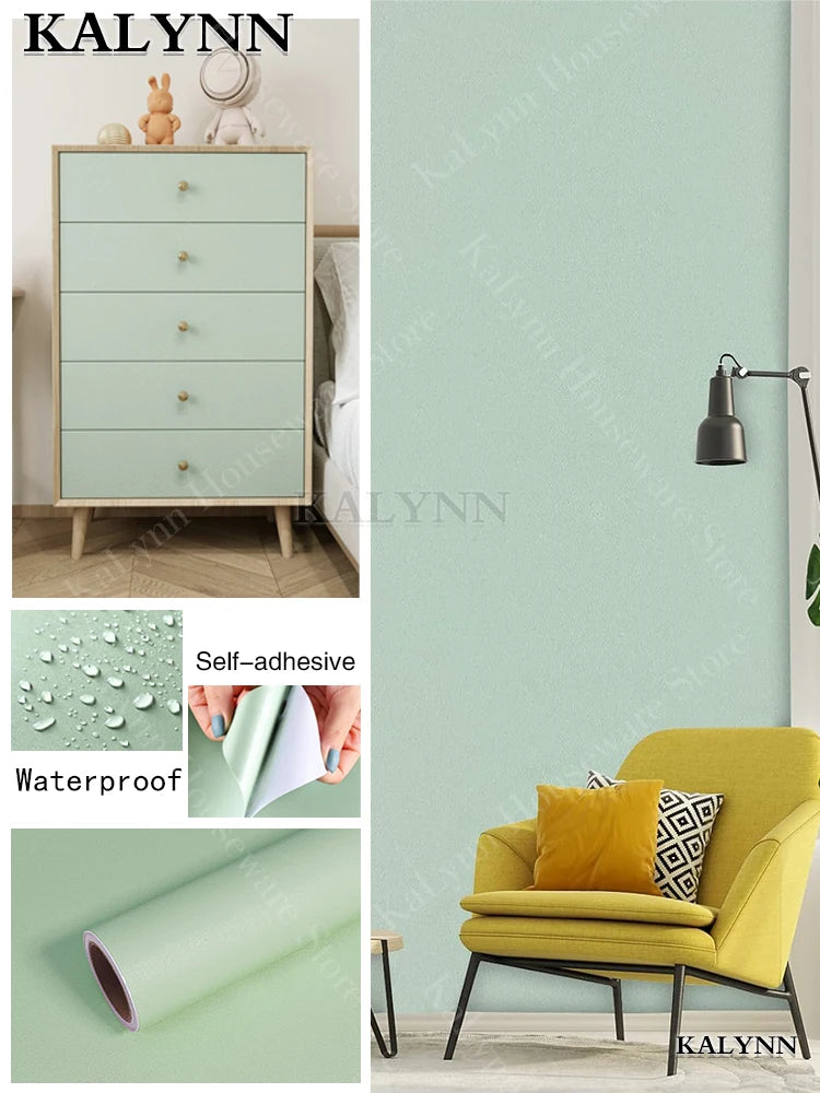 Sage Green Self-adhesive Wallpaper Vinyl Stick Peel Contact Paper Qme