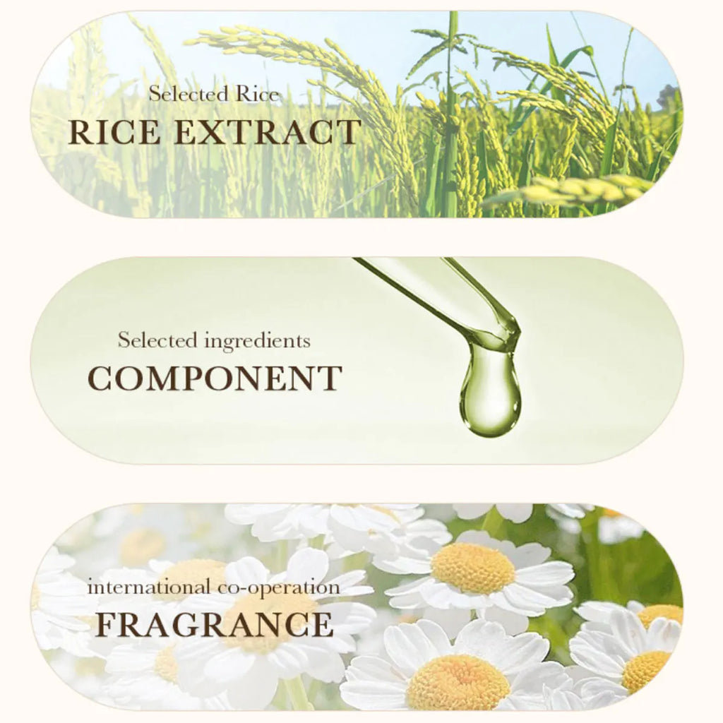 3-Piece Rice Shampoo Conditioner Body Wash Hair Cleansing Qme