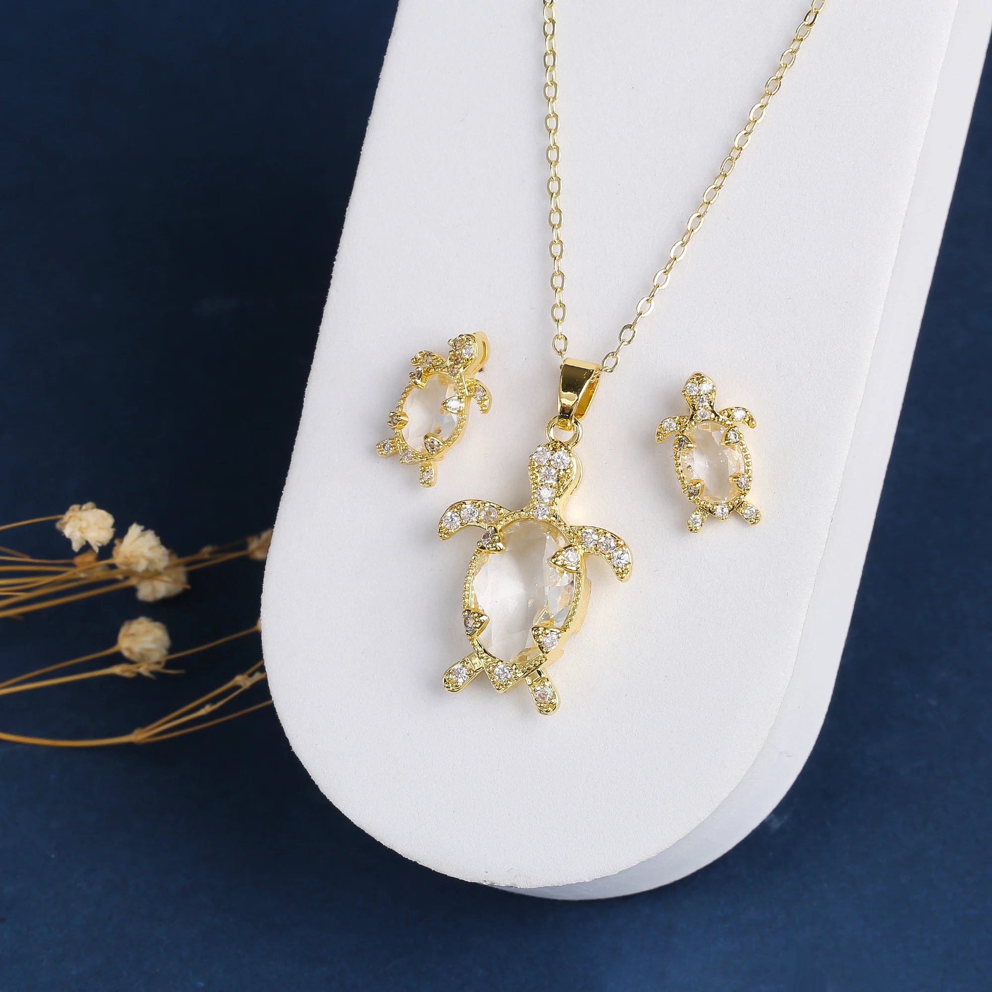 5 Style New Design Animals Dragonfly Turtle Zirconia Jewelry Set Necklace Earrings for Woman Daily Party Jewelry Accessories Qme 3