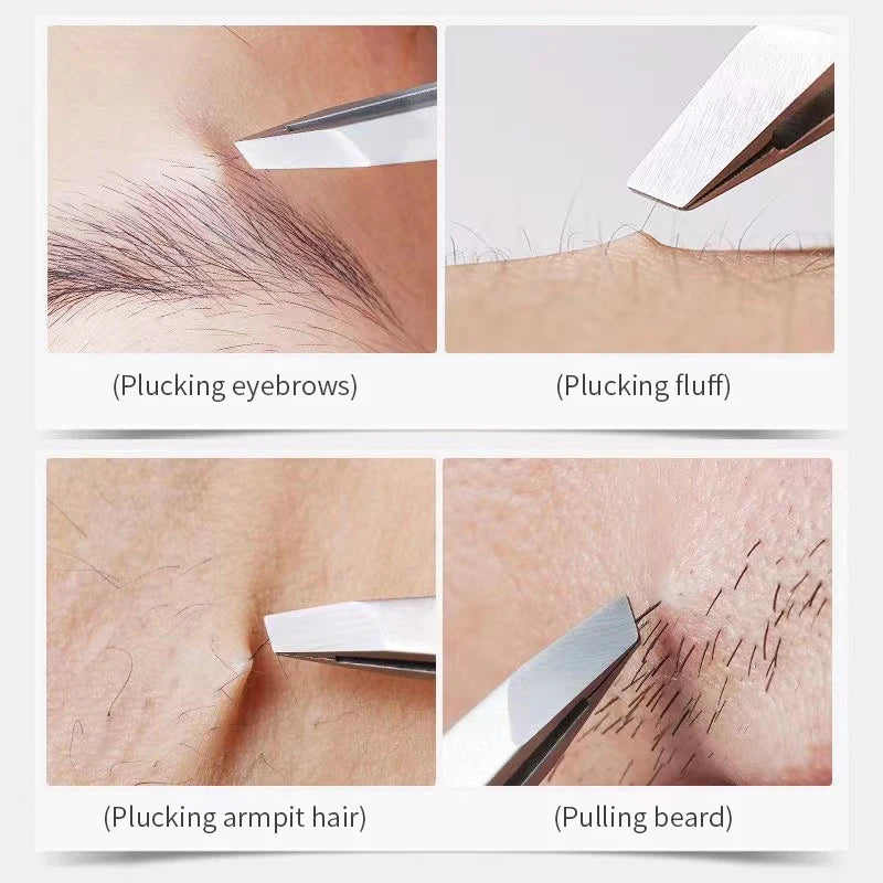 Eyebrow Tweezer Stainless Steel Slanted Eye Brow Clips Hair Removal Qme