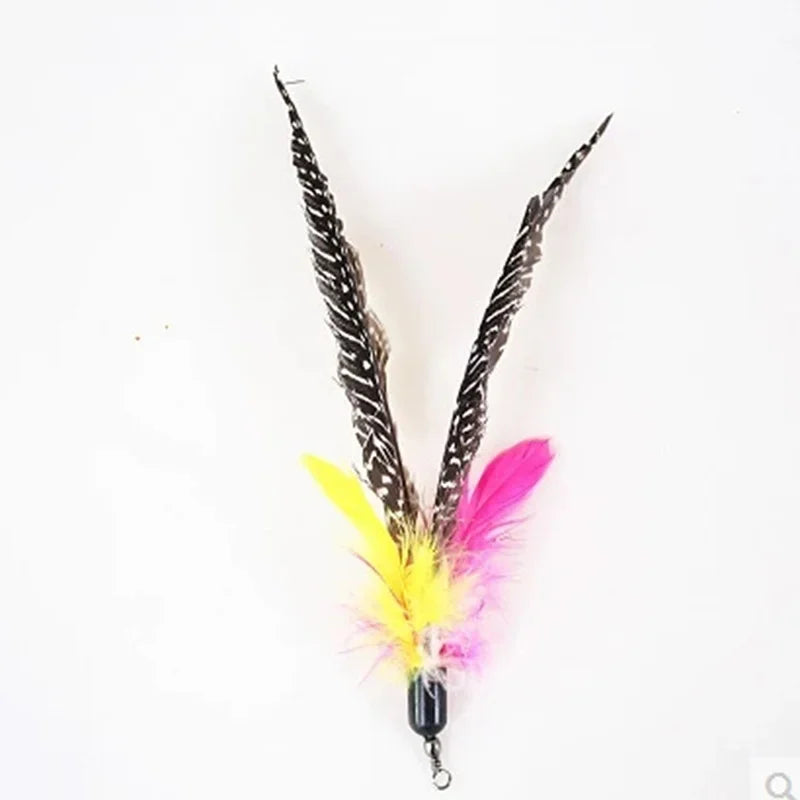 Spare Feather Stick Head Cat Teasing DIY Homemade Toy Pet Qme