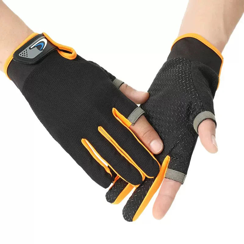 Summer Men Fishing Gloves Women Two Finger Cut Male Touchscreen Qme