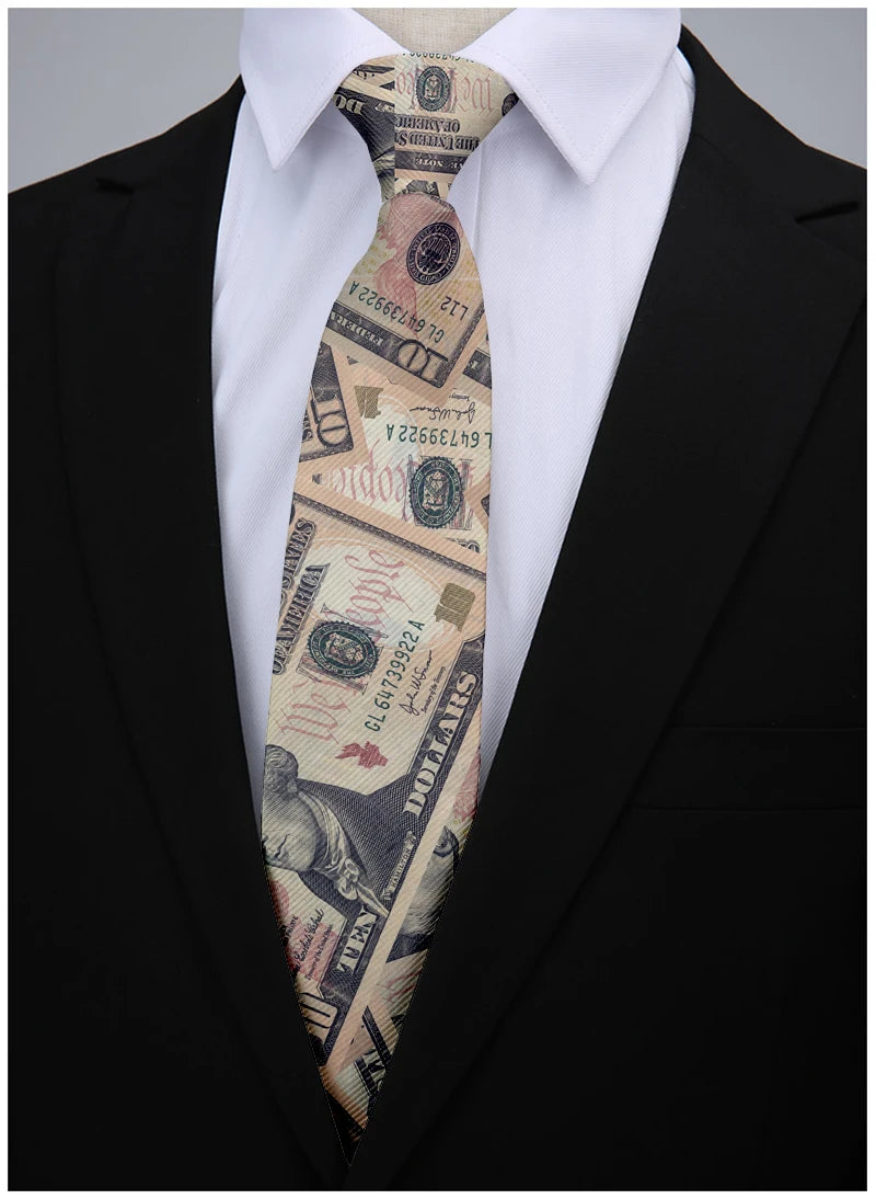 Interesting dollar pattern printing 8 cm wide tie fashion business shirt tie Pascual men's tie tie birthday gift Qme