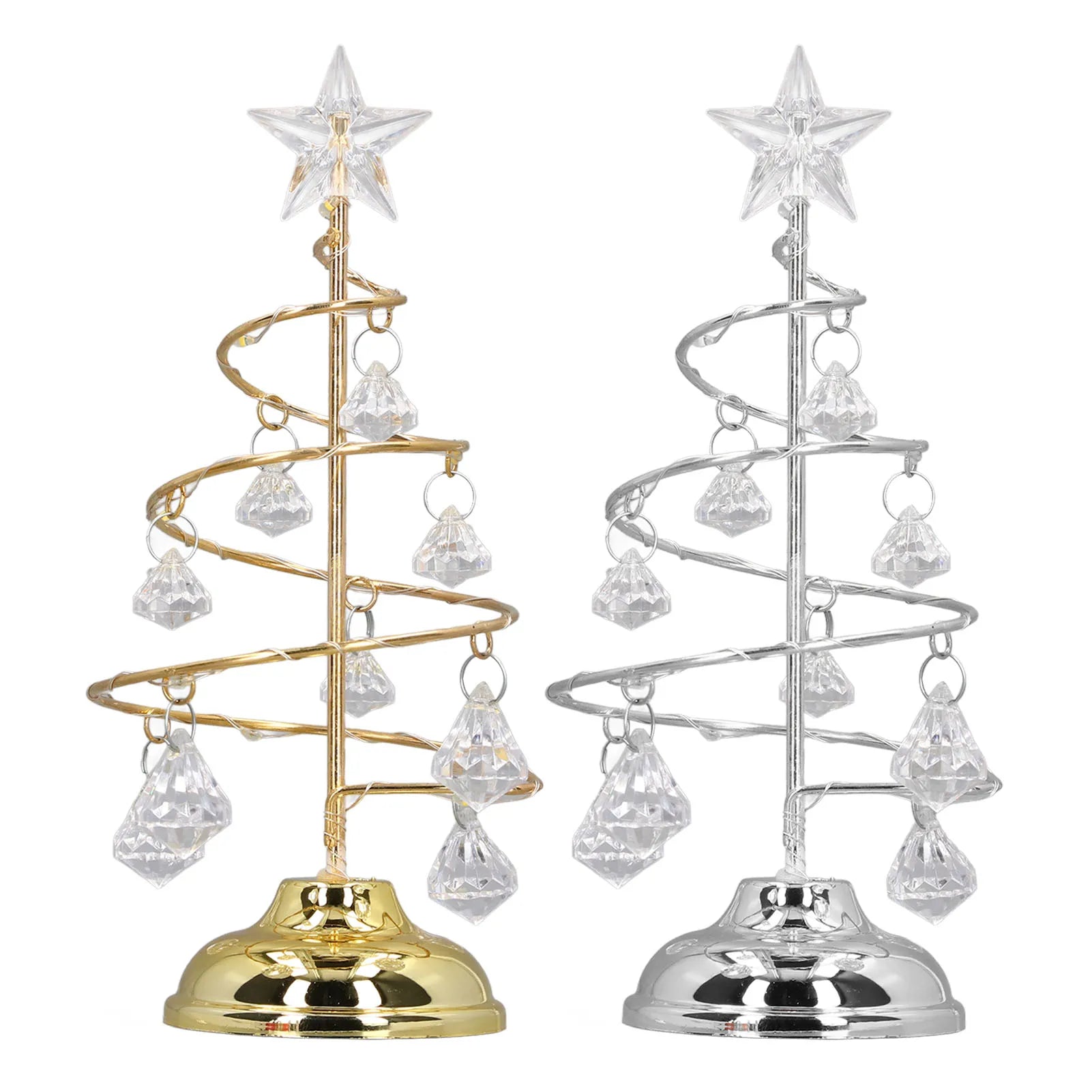 LED Lighted Crystal Christmas Tree Iron Art Tree Night Light Christmas Decoration Gift for Home Living Room Party Holiday Qme