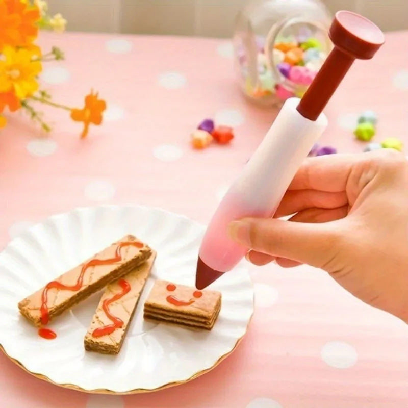1pc Silicone Food Writing Pen Chocolate Decorating tools Cake Mold Cream cup, cookie Icing Piping Pastry Nozzles kitchen Qme