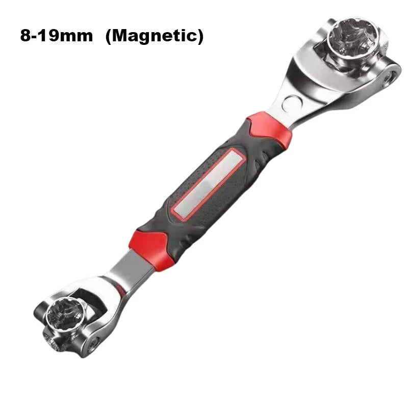 52 In 1 Multi-tool Wrench 8 to 19mm Tools Socket Works Universal Spline Bolts Sleeve Rotation Hand Tools 1pc 360° Tiger Wrench Qme 8-19mm Magnetic
